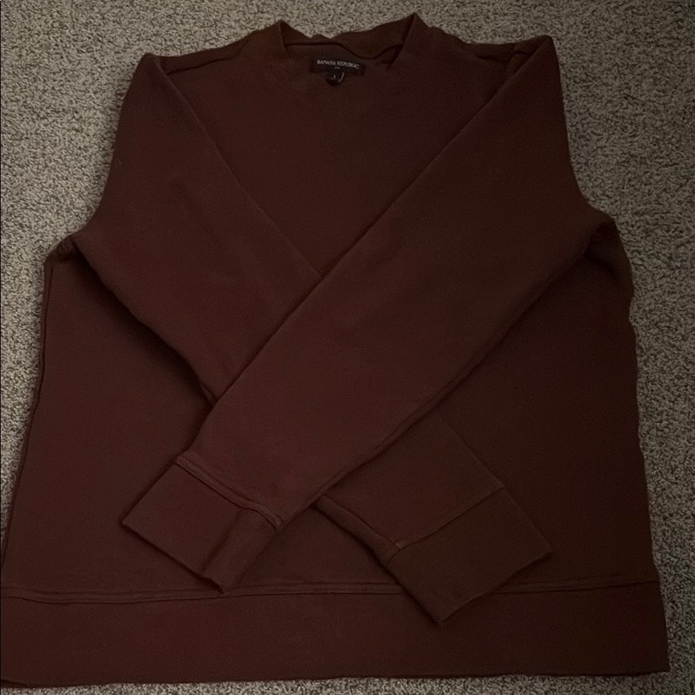 Banana Republic Brown Crewneck with Ribbed Cuffs